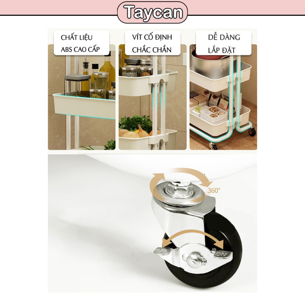 Kệ Spa đa năng TAYCAN 3 tầng có bánh xe