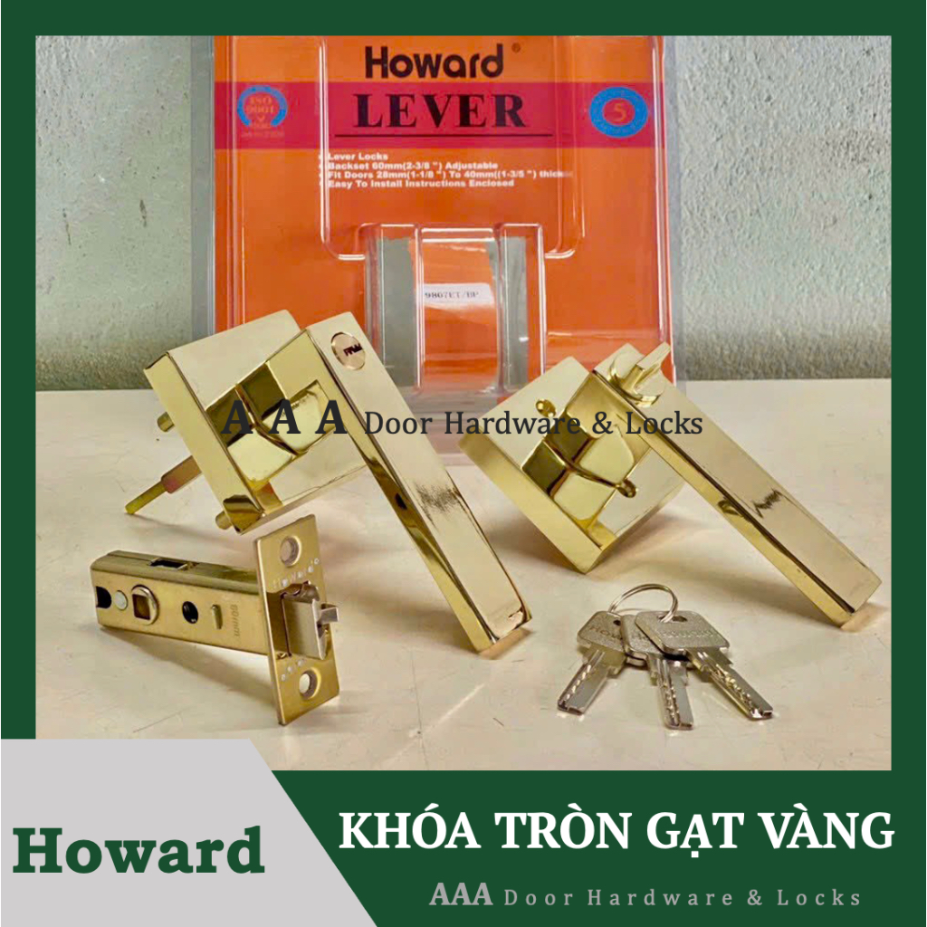 Khóa tròn gạt hợp kim tay nặng  HOWARD 9807 Đài Loan dùng cho cửa thông phòng cao cấp