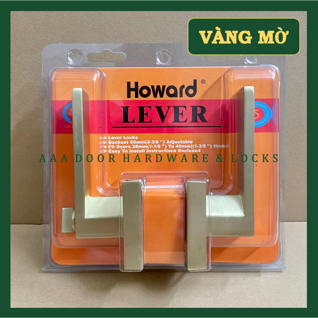 Khóa tròn gạt hợp kim tay nặng  HOWARD 9807 Đài Loan dùng cho cửa thông phòng cao cấp