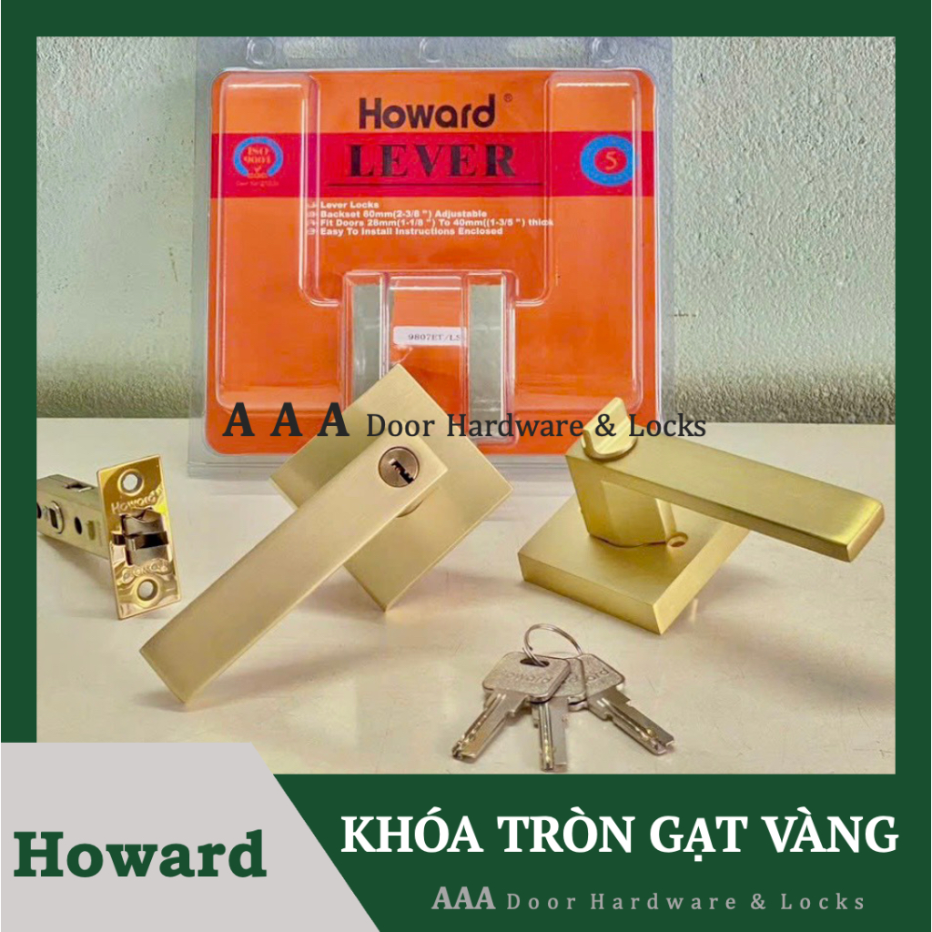 Khóa tròn gạt hợp kim tay nặng  HOWARD 9807 Đài Loan dùng cho cửa thông phòng cao cấp