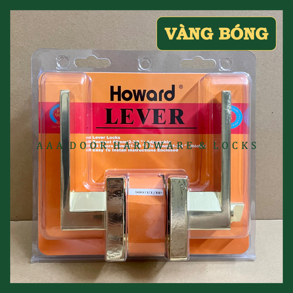 Khóa tròn gạt hợp kim tay nặng  HOWARD 9807 Đài Loan dùng cho cửa thông phòng cao cấp