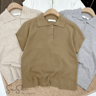 (Hương Muối) Áo len polo trơn tay hến basic - 6 màu