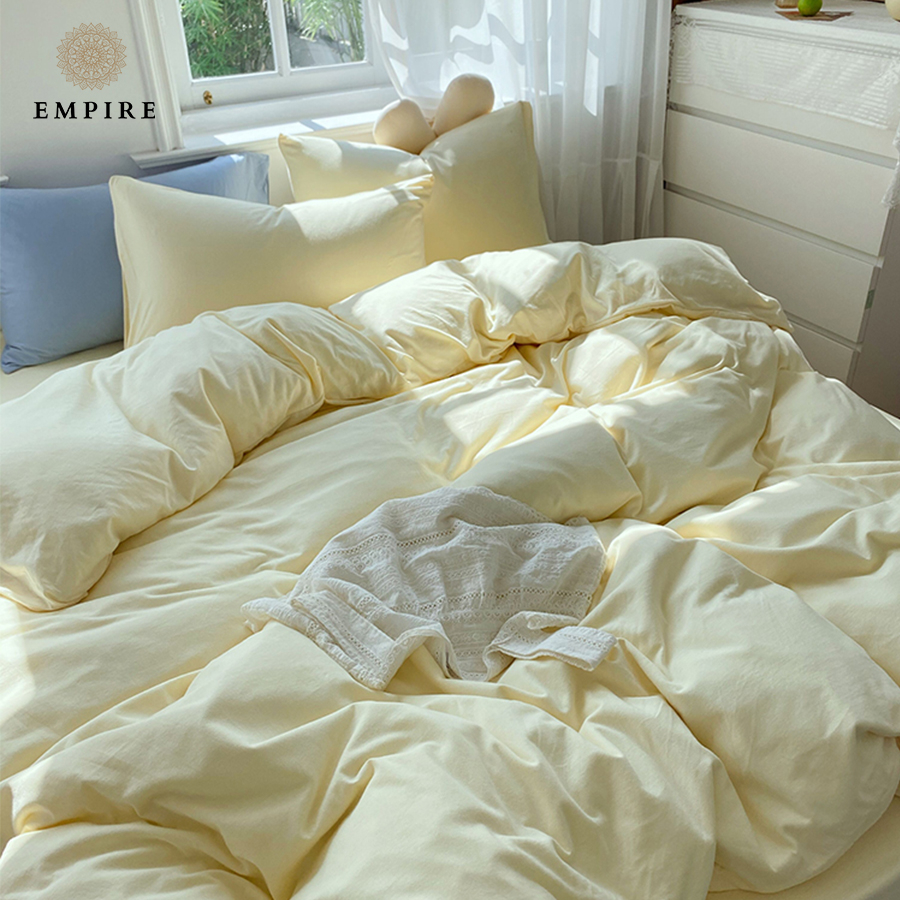 Bộ chăn ga vỏ gối cotton tici 4 món Empire cao cấp mang phong cách hàn quốc bo chun drap - Bình Châu Bedding & Decor