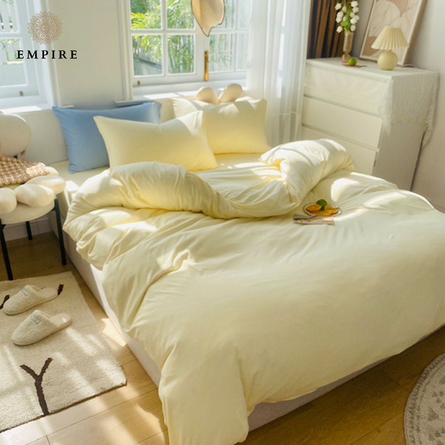 Bộ chăn ga vỏ gối cotton tici 4 món Empire cao cấp mang phong cách hàn quốc bo chun drap - Bình Châu Bedding & Decor