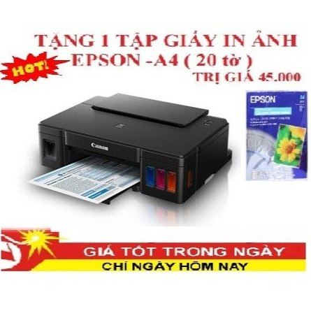 Máy In Phun Màu Canon Pixma G1010 kèm 4 chai mực hàn quốc (Tặng giấy ảnh )