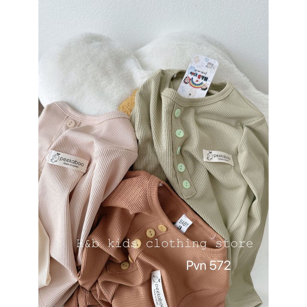 Quần áo thu đông bé trai, bé gái, set bộ tăm lạnh 5 cúc HB cho bé