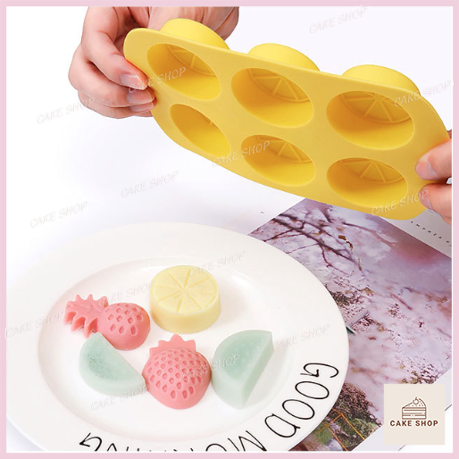 HCM-Khuôn Silicon 6 Trái Cam, Quýt, Chanh Dễ Thương Làm Socola, Thạch Rau câu, Pudding, Sáp Nến CAKESHOP