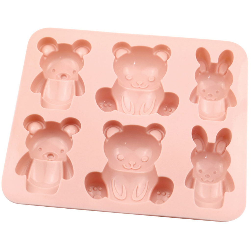 HCM-Khuôn Silicon 6 Thỏ Gấu Dễ Thương Làm Socola, Thạch Rau câu, Pudding, Sáp Nến CAKESHOP