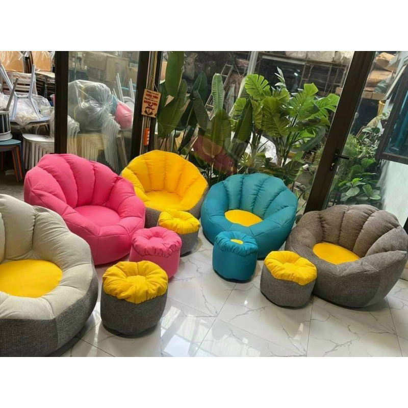 Ghế sofa thư giãn bí ngô kèm đôn
