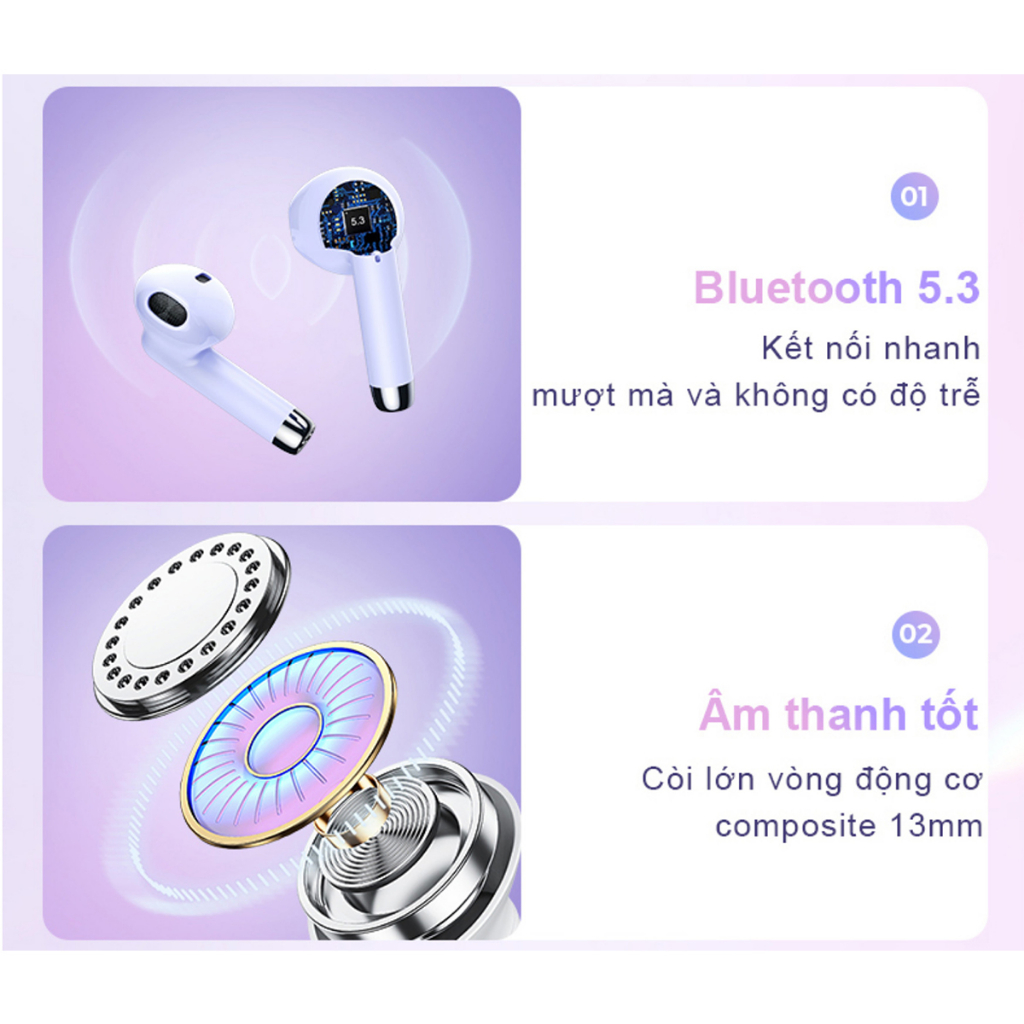 Tai nghe true wireless bluetooth 5.3 không dây Remax TWS 19 có mic đàm thoại cho các dòng máy chống ồn