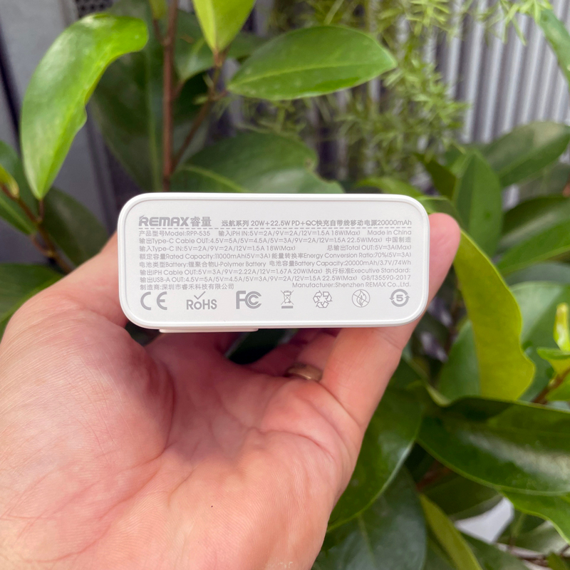 Pin Sạc Nhanh 22.5w Remax Rpp-535 20.000mAh Pd Qc3.0 Dự Phòng Chính Hãng