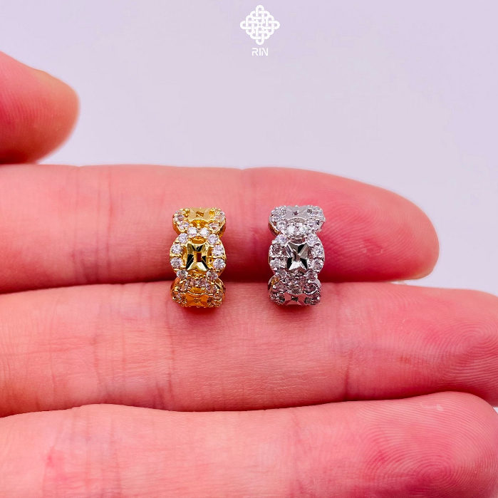 Mặt dây chuyền nhỏ gọn sang trọng, Mặt charm kim tiền đính đá thanh lịch màu vàng hoặc trắng, Trangsucmoiluatuoi.RIN