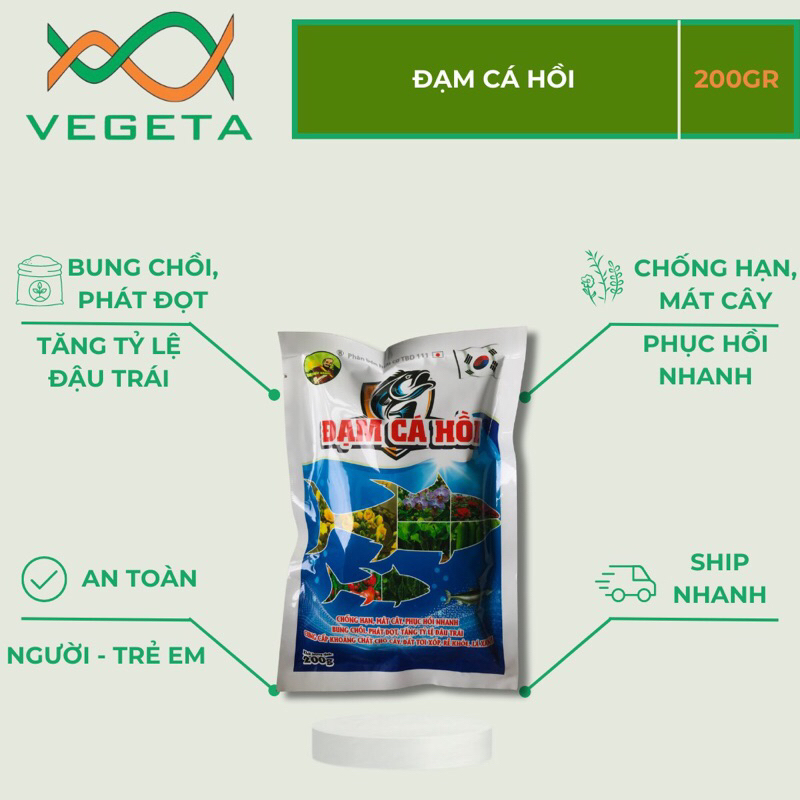 PHÂN BÓN ĐẠM CÁ HỒI 200gr - VEGETASHOP- Phân Bón Cuốc Vàng