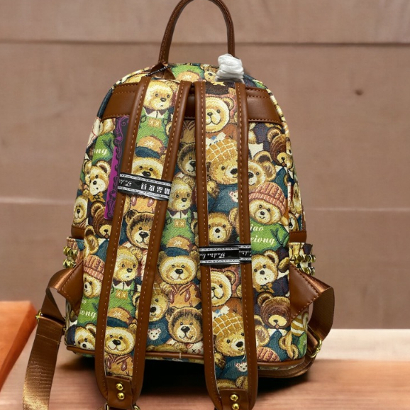 Balo hoạ tiết gấu dâu da PU cao cấp