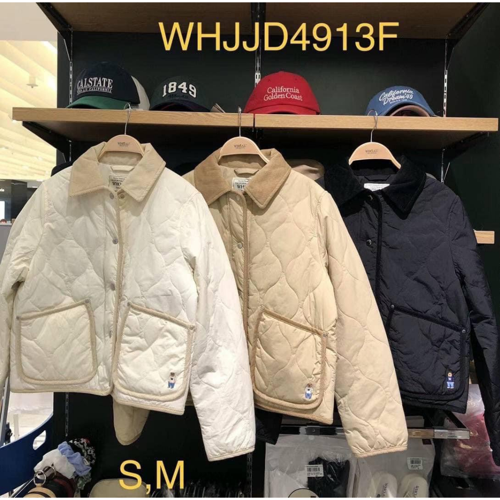 Áo Khoác Phao WHOAU Women's Steve Corduroy Quilted Jacket Whjjd4913F Màu đen nâu trắng