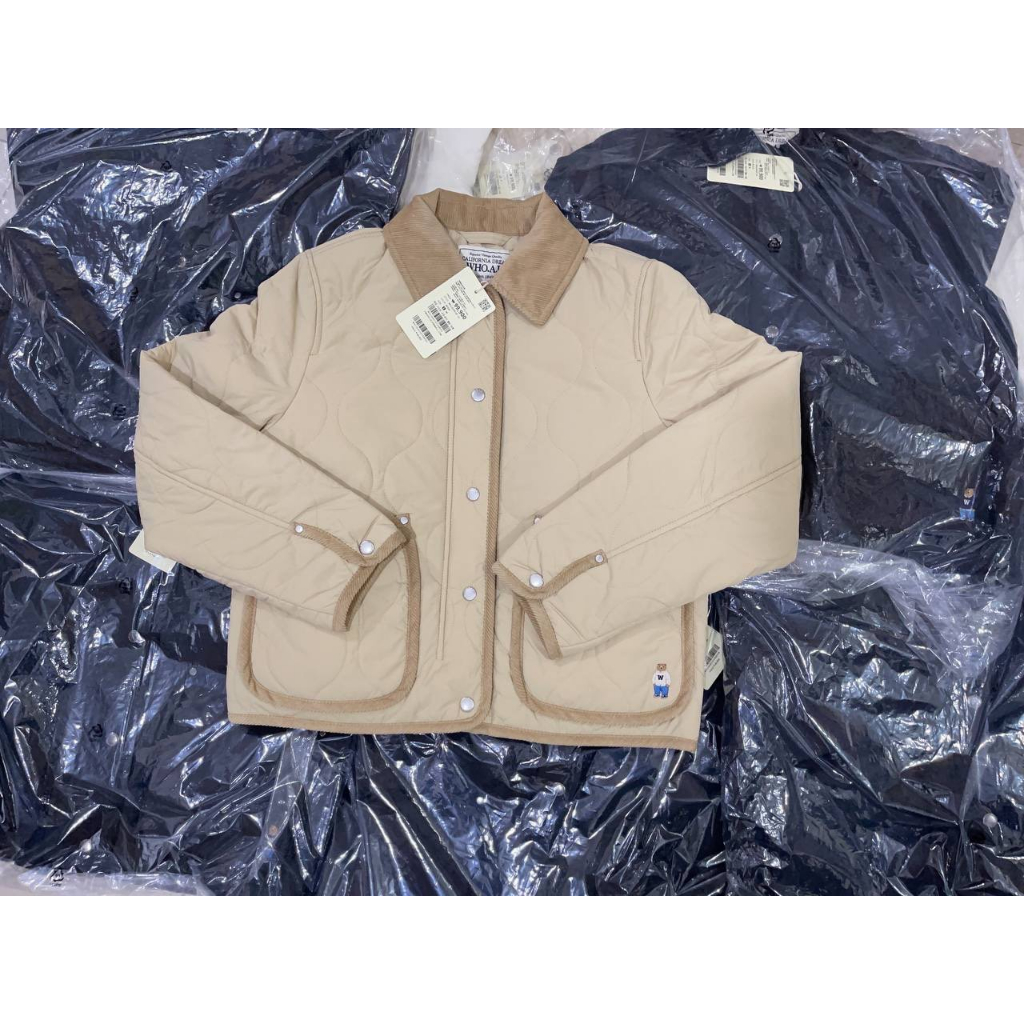 Áo Khoác Phao WHOAU Women's Steve Corduroy Quilted Jacket Whjjd4913F Màu đen nâu trắng