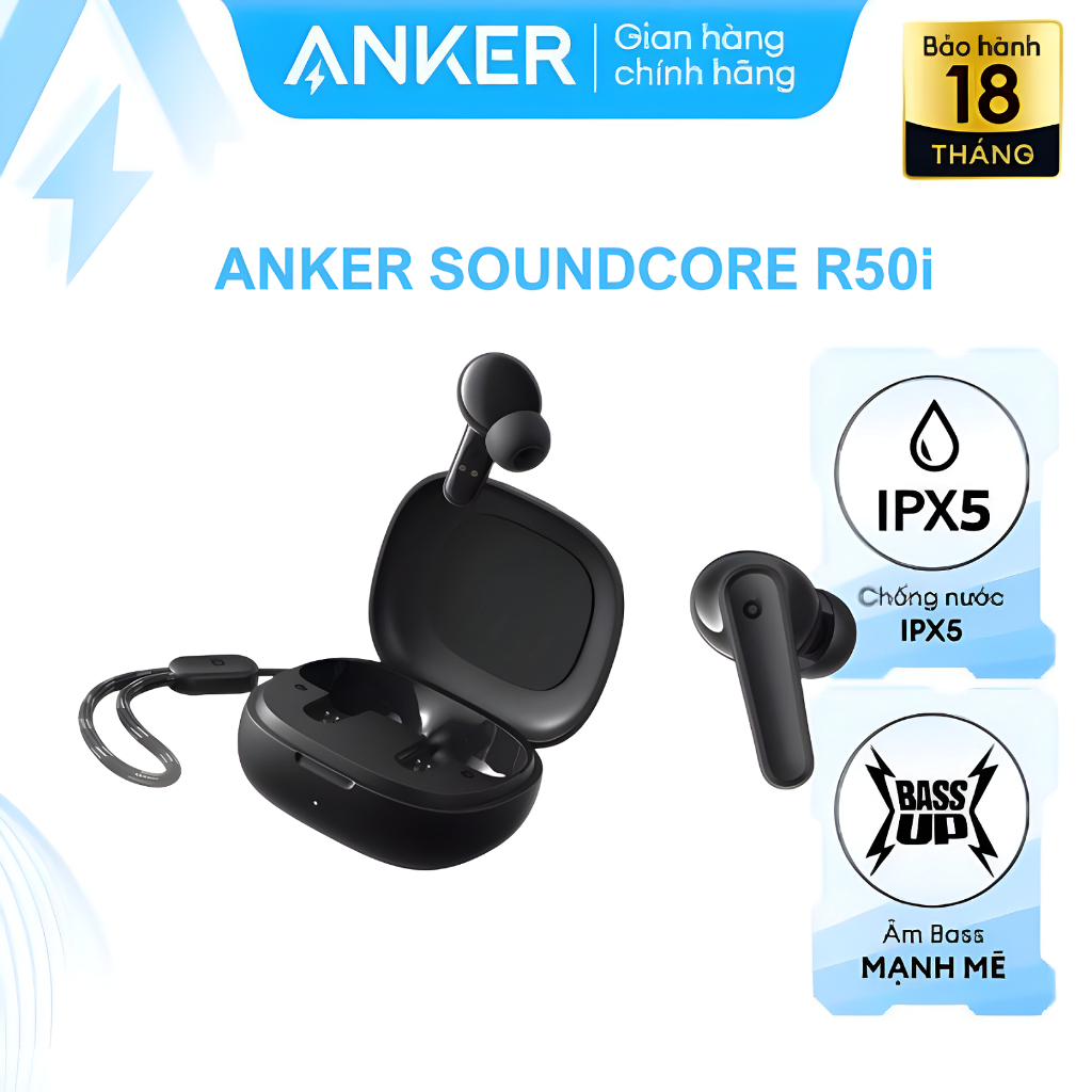 Tai Nghe Bluetooth Anker - R50i True Wireless Earbuds Earphone - A3949 - Trắng/Đen/Xanh - Hàng chính hãng