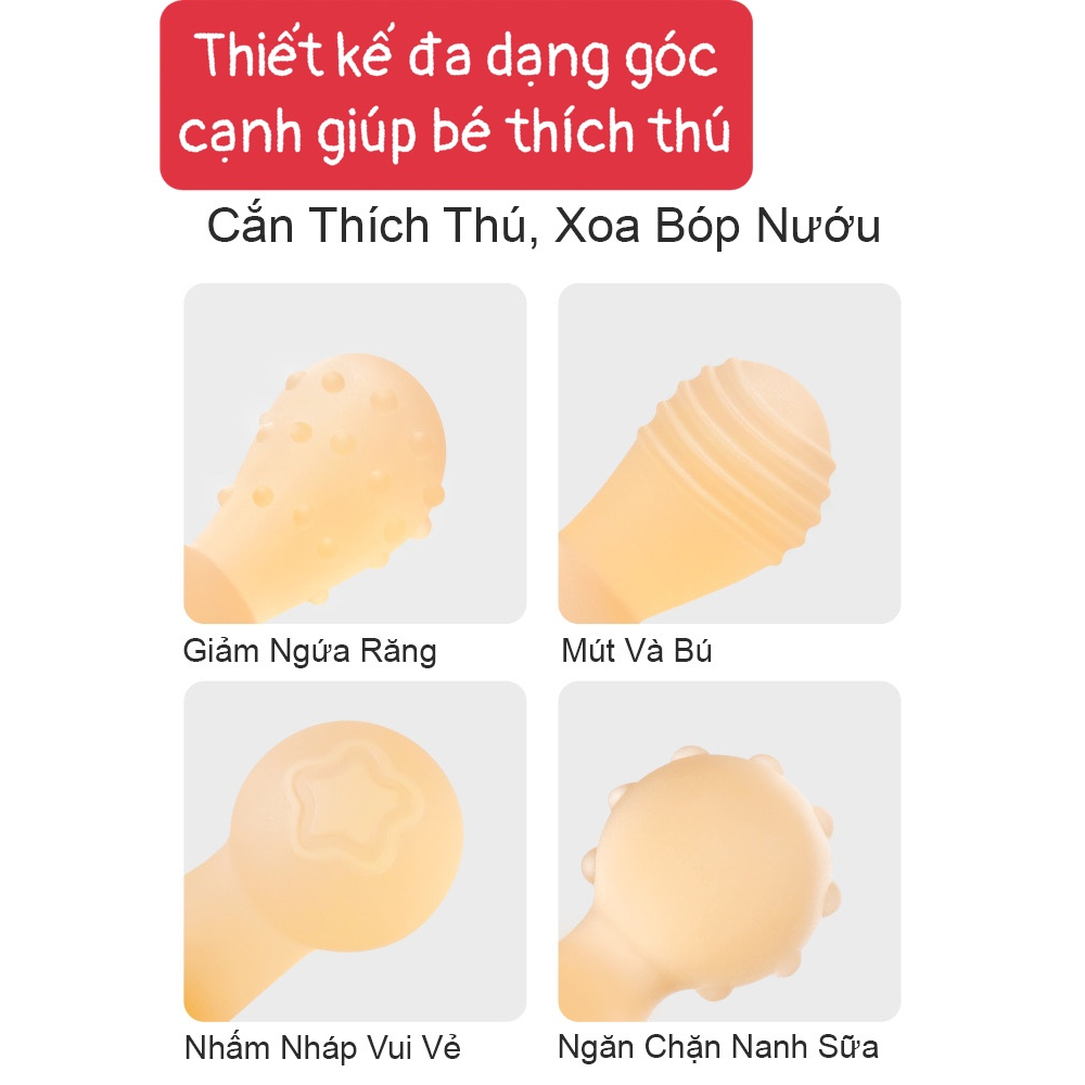 Gặm nướu cho bé sơ sinh Silicon NaNo cao cấp Hình thỏ Tinikid