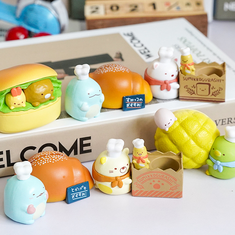 Đồ chơi blind box hộp mù tuyển tập các mô hình  hoạt hình kiêm con dấu,Bánh mì Sumikko Gurashi