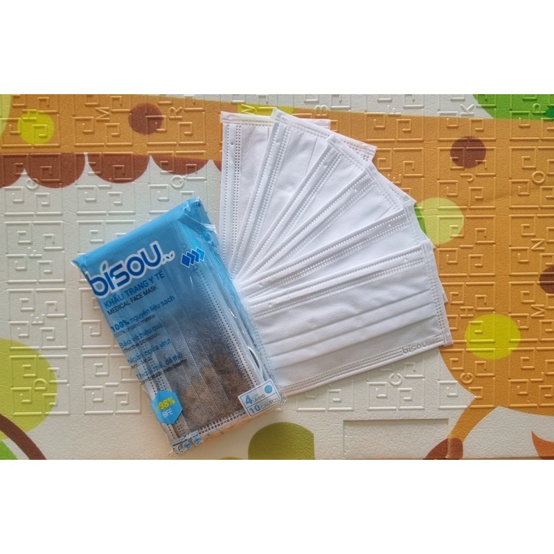 Khẩu trang Bisou y tế cao cấp mịn không xù lông