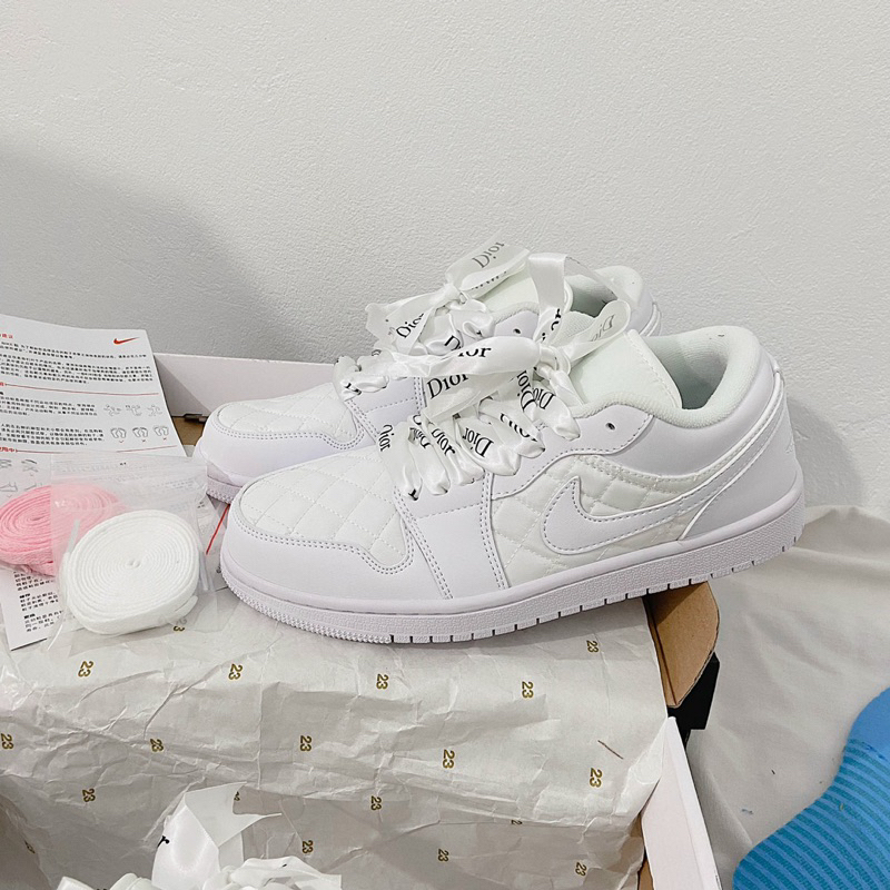 Giày jor.dann full trắng diiorr kẻ caro thấp cổ bestquaility