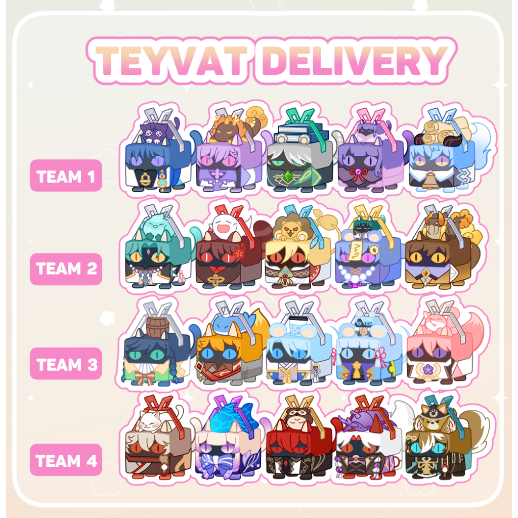 GACHA standee/tượng mica - TEYVAT DELIVERY