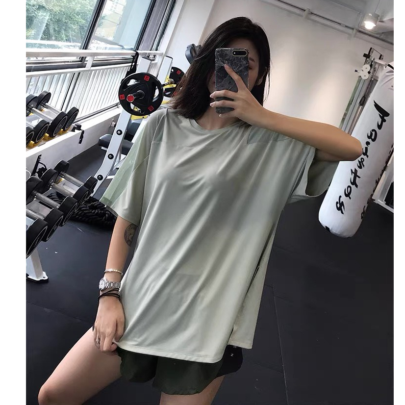 Áo thun tập gym nữ 052 dáng rộng thun trơn phối lưới thoáng mát thoải mái cho nữ Đồ Tập
