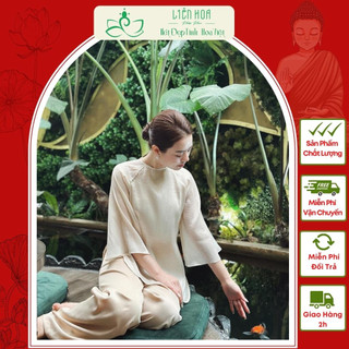 Đồ lam đi chùa liên hoa, set lam lụa cúc ngọc - pháp phục liên hoa