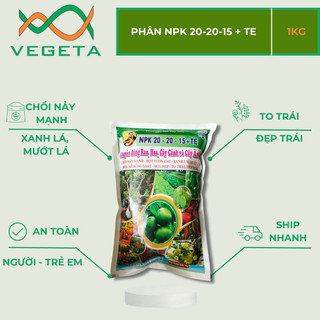 [ Dùng Chắc Chắn Hiệu Quả ] Phân bón NPK 20-20-15 + TE ( 1kg ) -xanh cây kích hoa nở rộ, to trái -VEGETASHOP