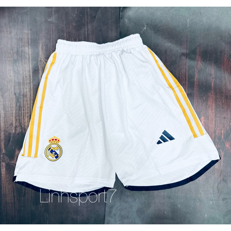 Quần đùi đá banh bản player cao cấp clb RealMadrid sân nhà 2023