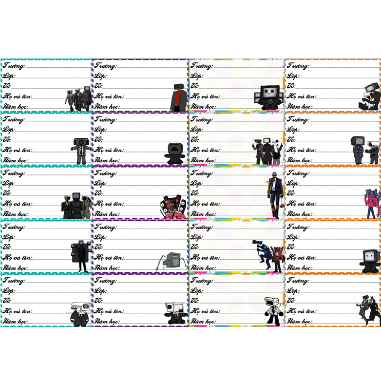 Nhãn vở Skibidi Toilet Cameraman tv man Titan Speakerman Quái Vật G MAN ẢNH DÁN Skibidi Toilet nhiều mẫu