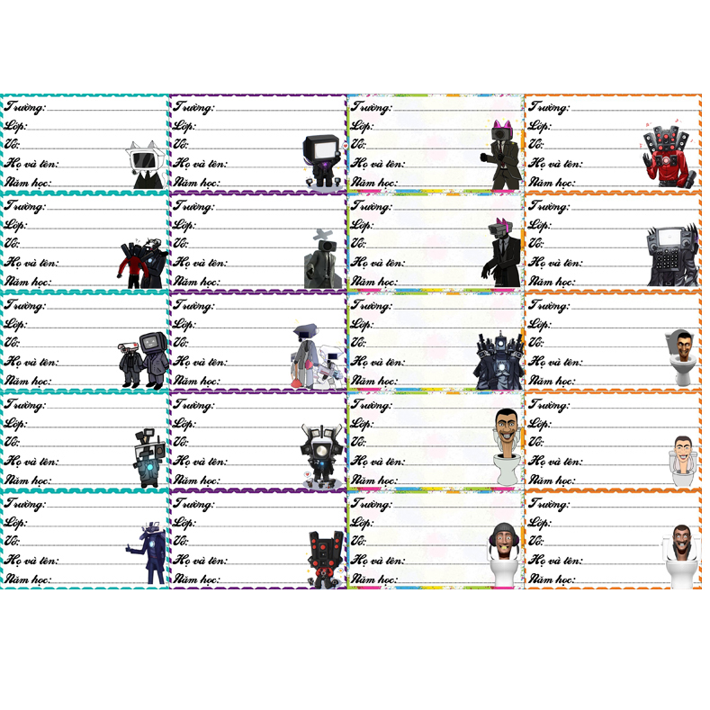 Nhãn vở Skibidi Toilet Cameraman tv man Titan Speakerman Quái Vật G MAN ẢNH DÁN Skibidi Toilet nhiều mẫu