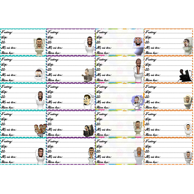 Nhãn vở Skibidi Toilet Cameraman tv man Titan Speakerman Quái Vật G MAN ẢNH DÁN Skibidi Toilet nhiều mẫu