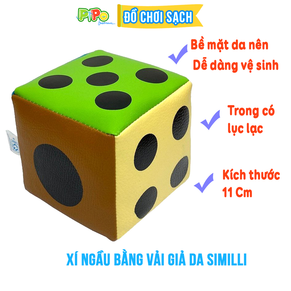 Xí ngầu bằng da PiPoVietnam - Có lục lạc bên trong, bề mặt da rất dễ vệ sinh khó bám bẩn