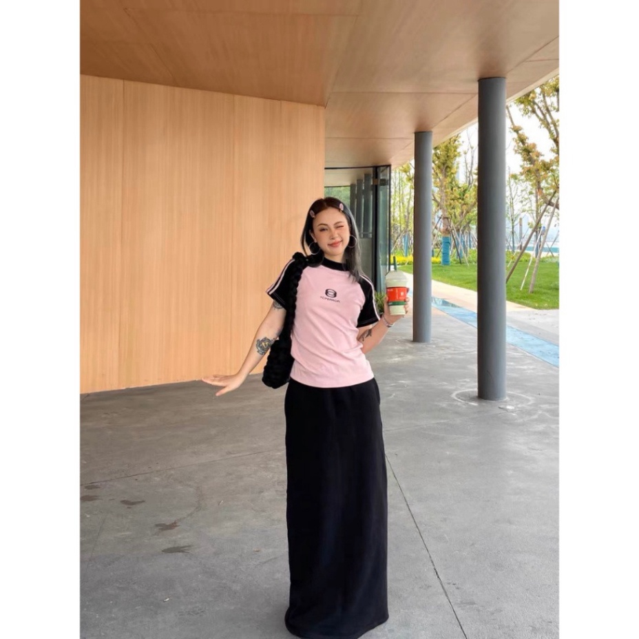 Áo thun Baby Tee RAGLAN áo hồng tay đen thể thao dễ phối đồ, Áo phông nữ chữ TCPERROR chất cotton khô SA36 HMStyle