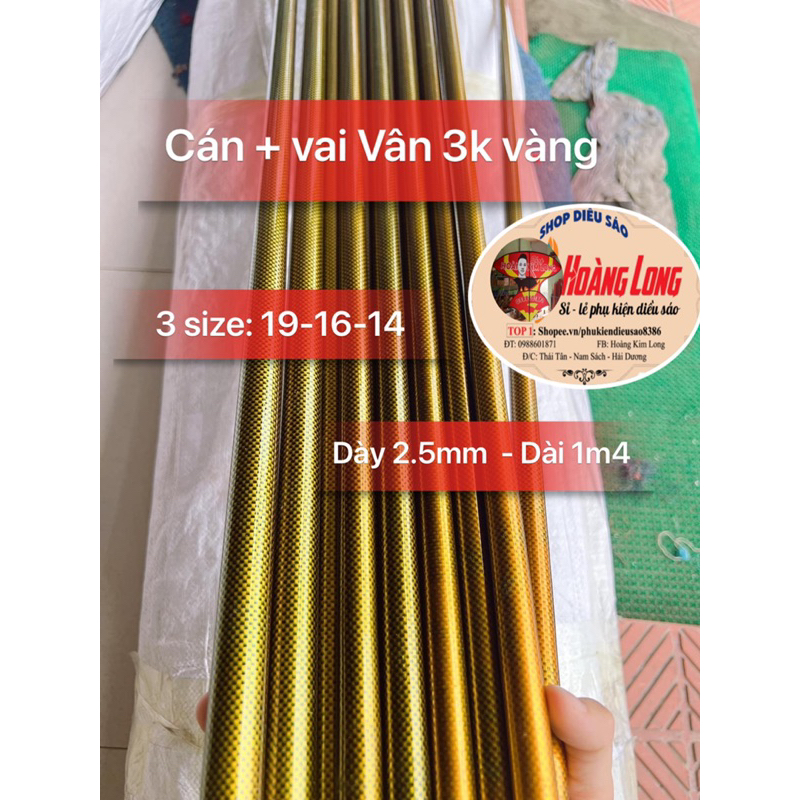 Cán - Cái - Vai vân 3k vàng siêu đẹp - làm diều - độ cần
