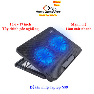Đế Tản Nhiệt, Quạt tản nhiệt laptop N99 2 quạt, đế nâng, cho laptop <17inch