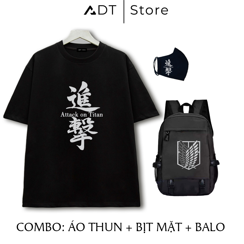 ADT.Store x COMBO: ÁO THUN + BỊT MẶT + BALO | Mẫu hình ATTACK ON TITAN phản quang
