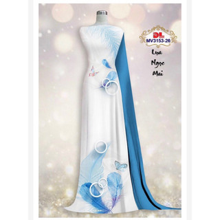 Vải áo dài in cánh bướm và lá