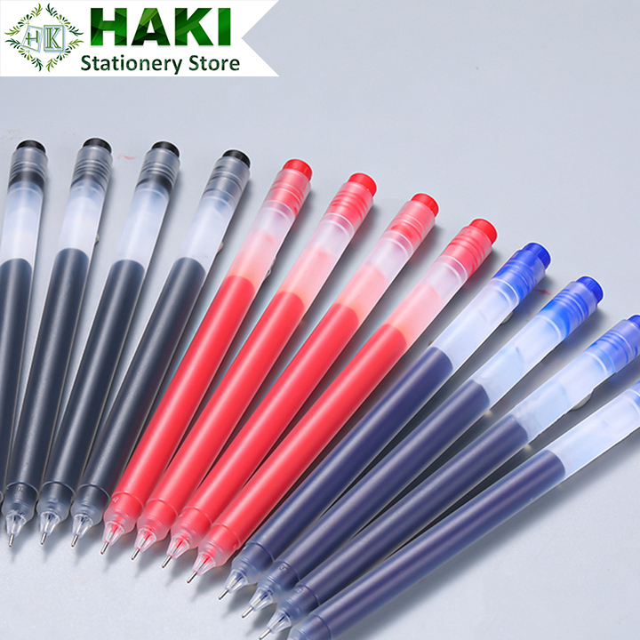 Bút gel HAKI màu đen đỏ xanh Resun ngòi 0.5mm ống mực to liền thân bút tiện dụng B64 (lẻ 1 bút)