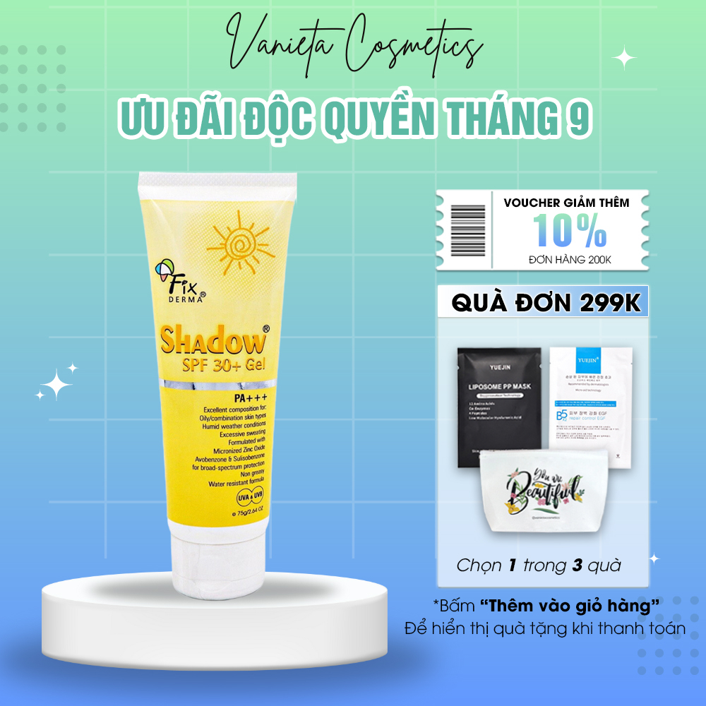 Kem chống nắng Fixderma Shadow SPF 30+ PA+++ 75g chống nắng và giữ ẩm