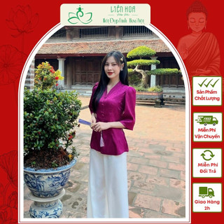 Áo, quần lẻ mẫu bà ba cổ tim cách tân đi lễ chùa