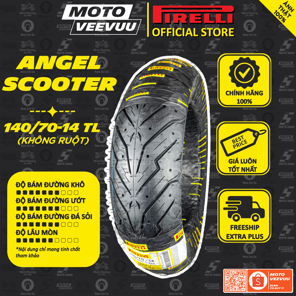 Vỏ lốp xe máy PIRELLI 140/70-14 TL Angel Scooter