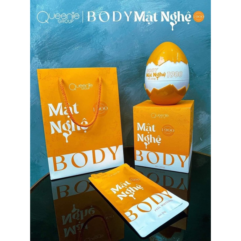 CHÍNH HÃNG BODY TRỨNG VÀNG MẬT NGHỆ QUEENIE TẶNG KÈM PEEL BODY MẬT NGHỆ