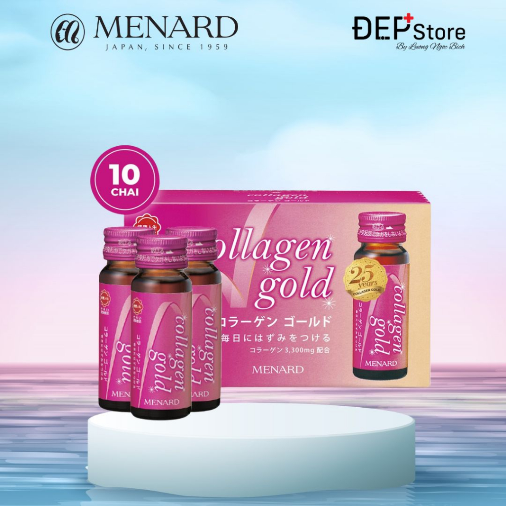 Collagen Gold Menard nội sinh Nhật Bản tăng đề kháng, trẻ hóa da - hộp 10 chai - 30ml/chai