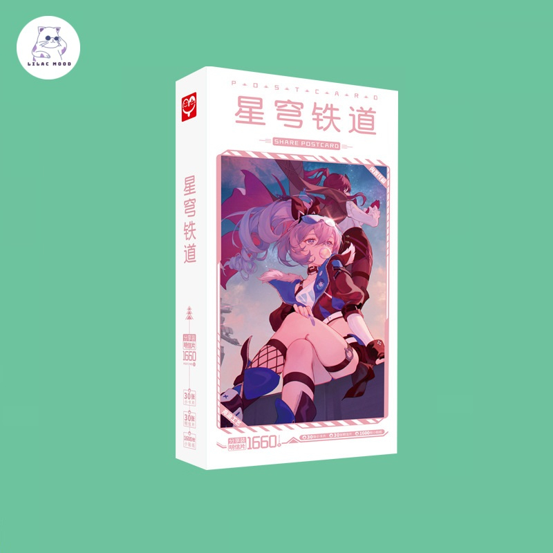 Honkai Star Rail | Hộp postcard bưu thiếp 30 postcard + 30 lomo, tặng kèm 1600 miếng dán sticker