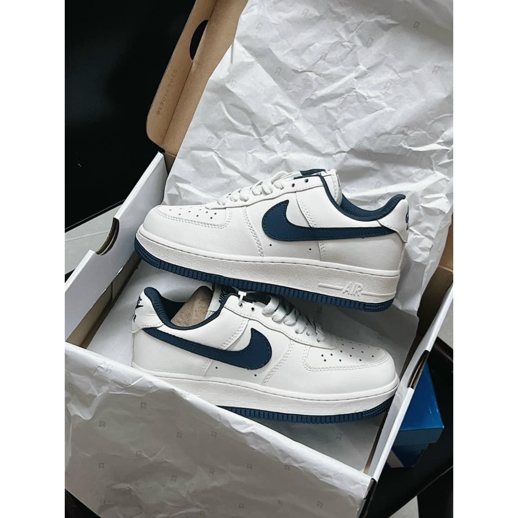 Giày air force 1 đế xanh than , Giày thể thao AF1  navy trắng đế navy bản đẹp cao cấp hè 2023 full box bill