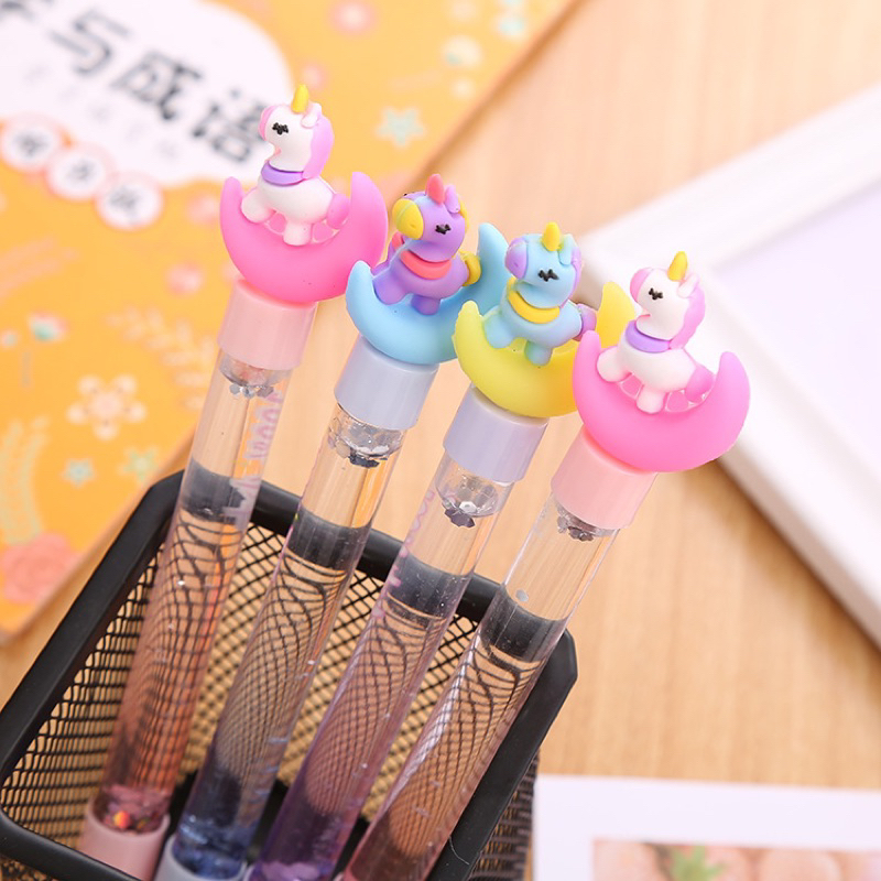 Bút bi nước màu đen / Bút kim tuyến chảy hoạt hình nhiều mẫu