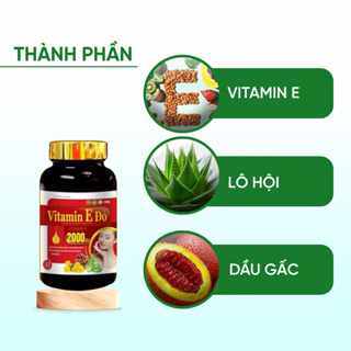 Viên uống đẹp da vitamin E đỏ 2000IU hộp 30 viên chống lão hóa