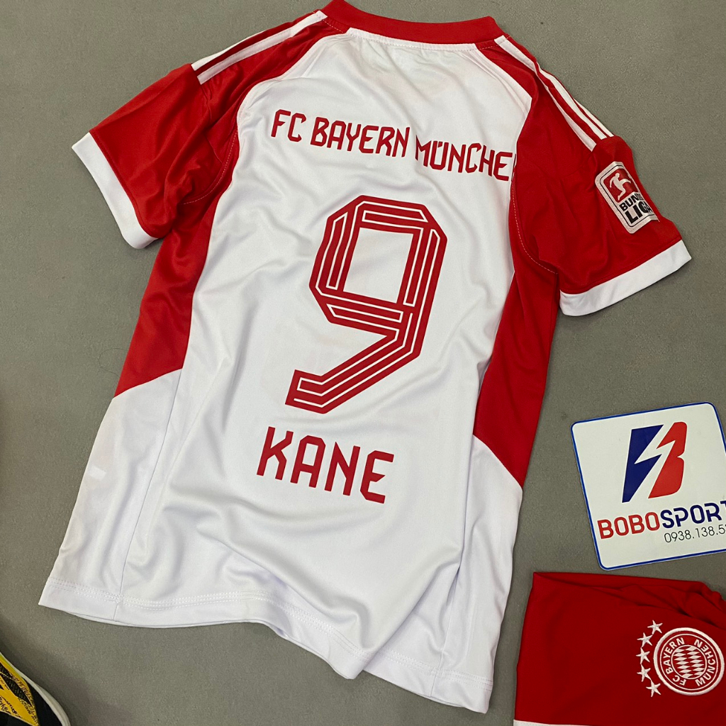 Bộ quần áo bóng đá Bayern Munich trắng sân nhà 2024 in tên H. Kane số 9